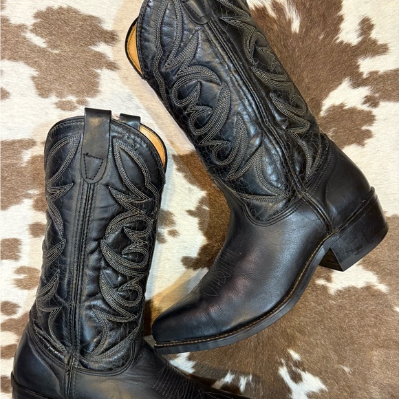 Vintage Other - Vintage Black Western Leather Boots men’s size 8 1/2 EE wide